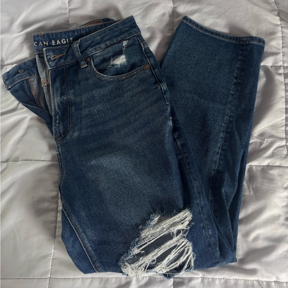 american eagle outfitters women's blue distressed jeans